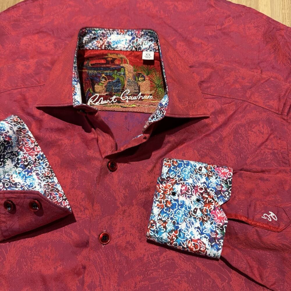 Robert Graham Shirt Red All Over Embroidered Red - Size XS Classic Fit